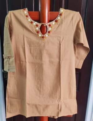 Mehendi Coller Cut Work Neck Shirt