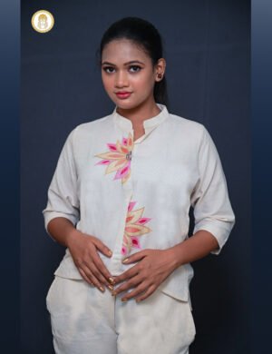 Cotton linen embroidered co-ord set