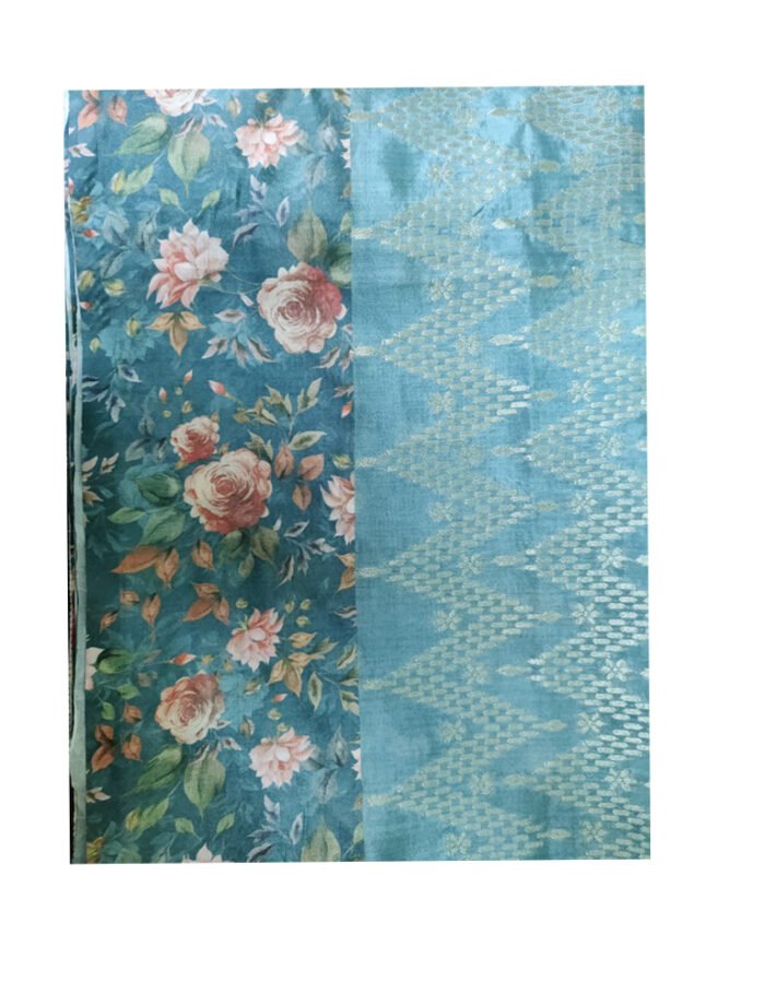 dull sky saree digital print and weaving dull sky saree digital print and weaving