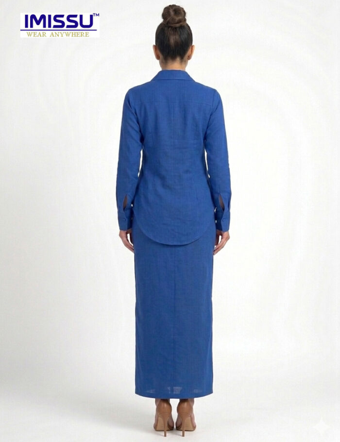 Blue skirt set back