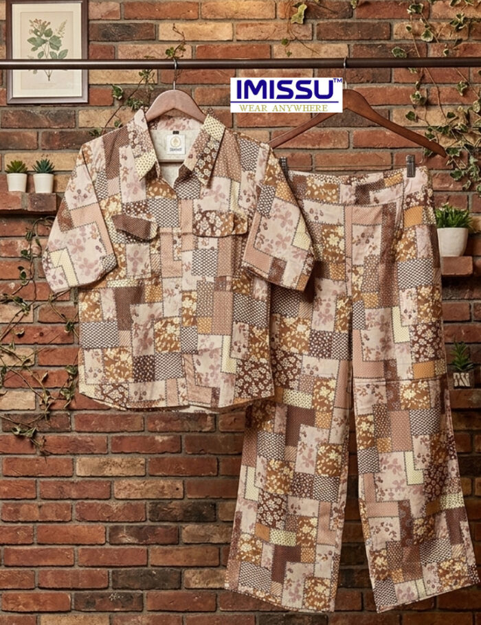 co ord set Brown print