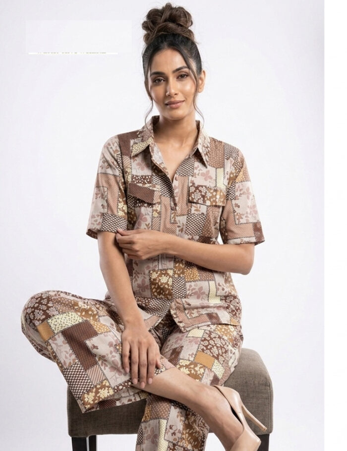 co ord set Brown print sit